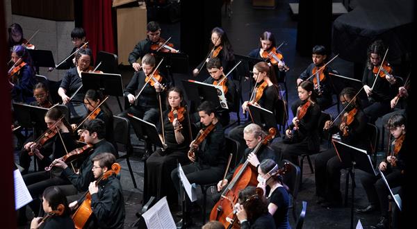 Students performing at the 2023-2024 All County Orchestra Concert